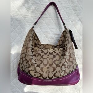 Coach vintage Signature Brown and Purple Hobo Bag